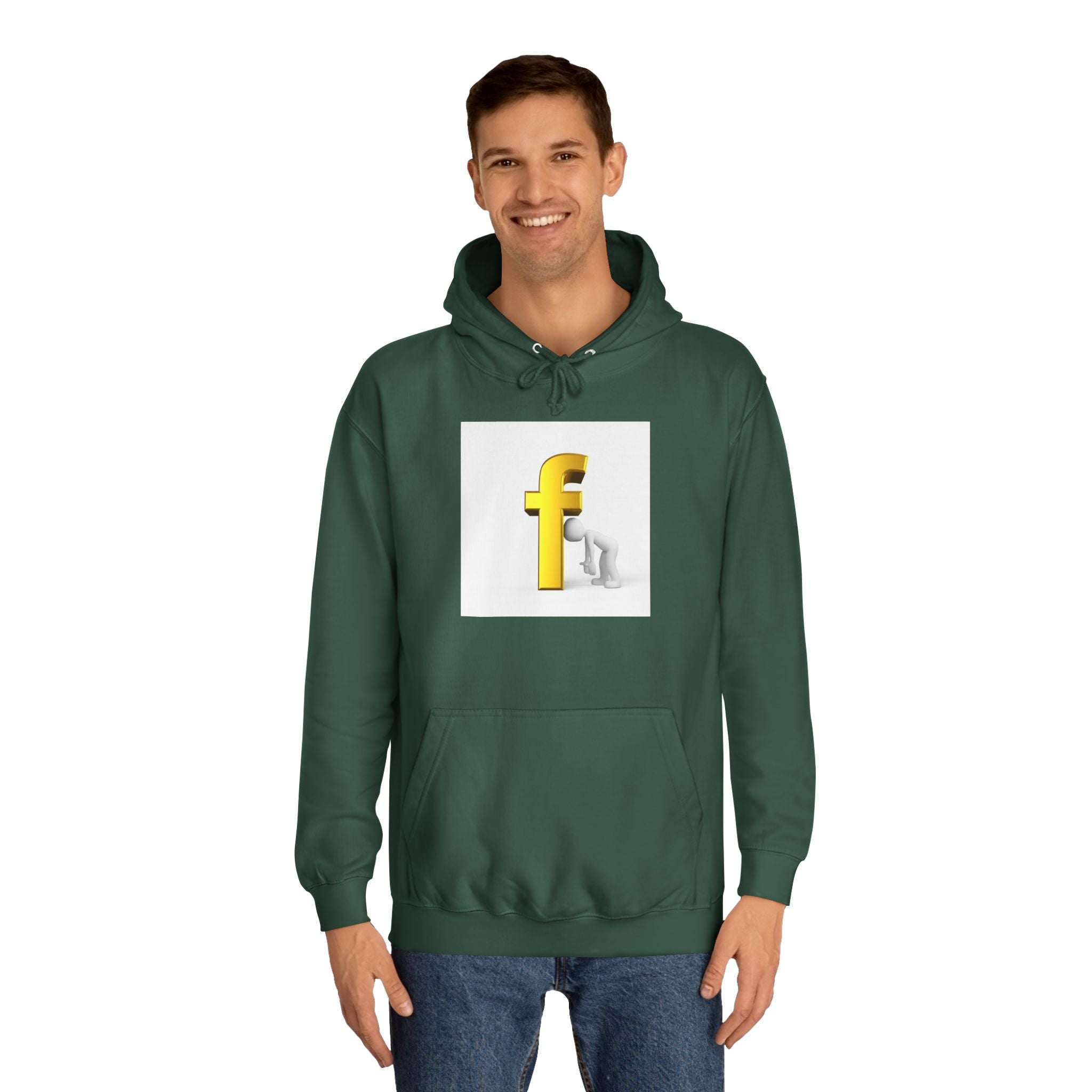 Yellow 3D Letter F Kneeling Figure Hoodie | Typography Graphic