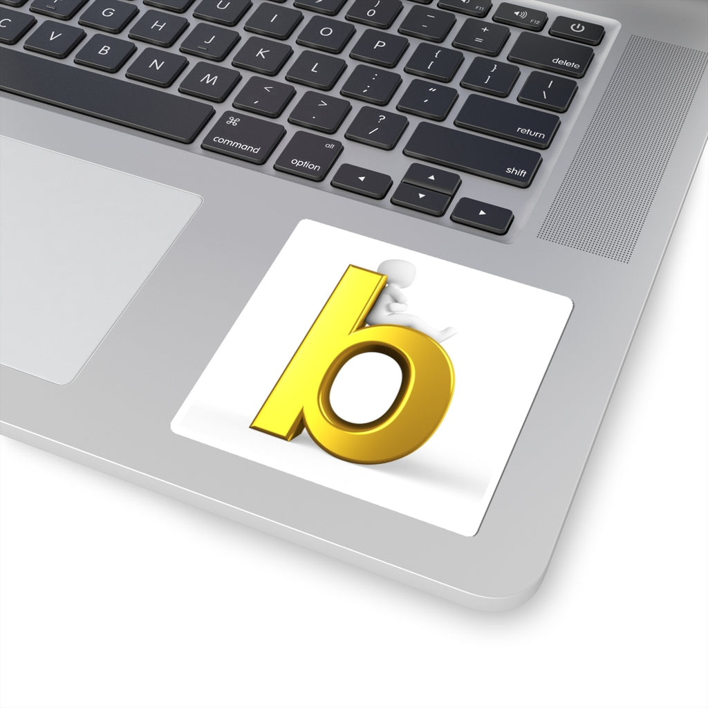 Gold Letter B with 3D Figure Sticker Kiss-Cut Sticker | Monogram Laptop Decal