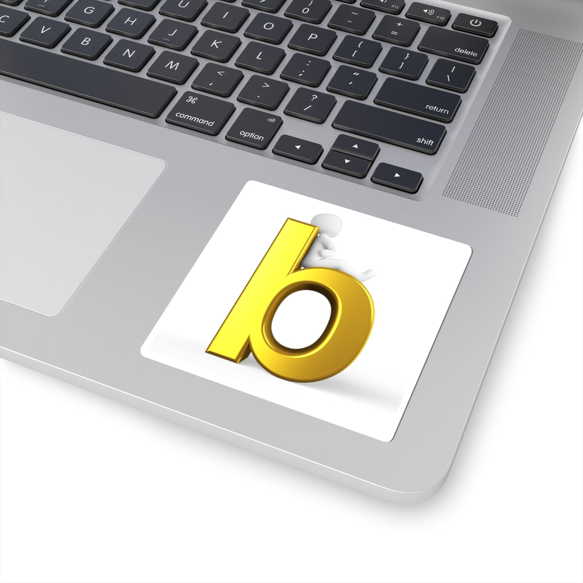 Gold Letter B with 3D Figure Sticker Kiss-Cut Sticker | Monogram Laptop Decal