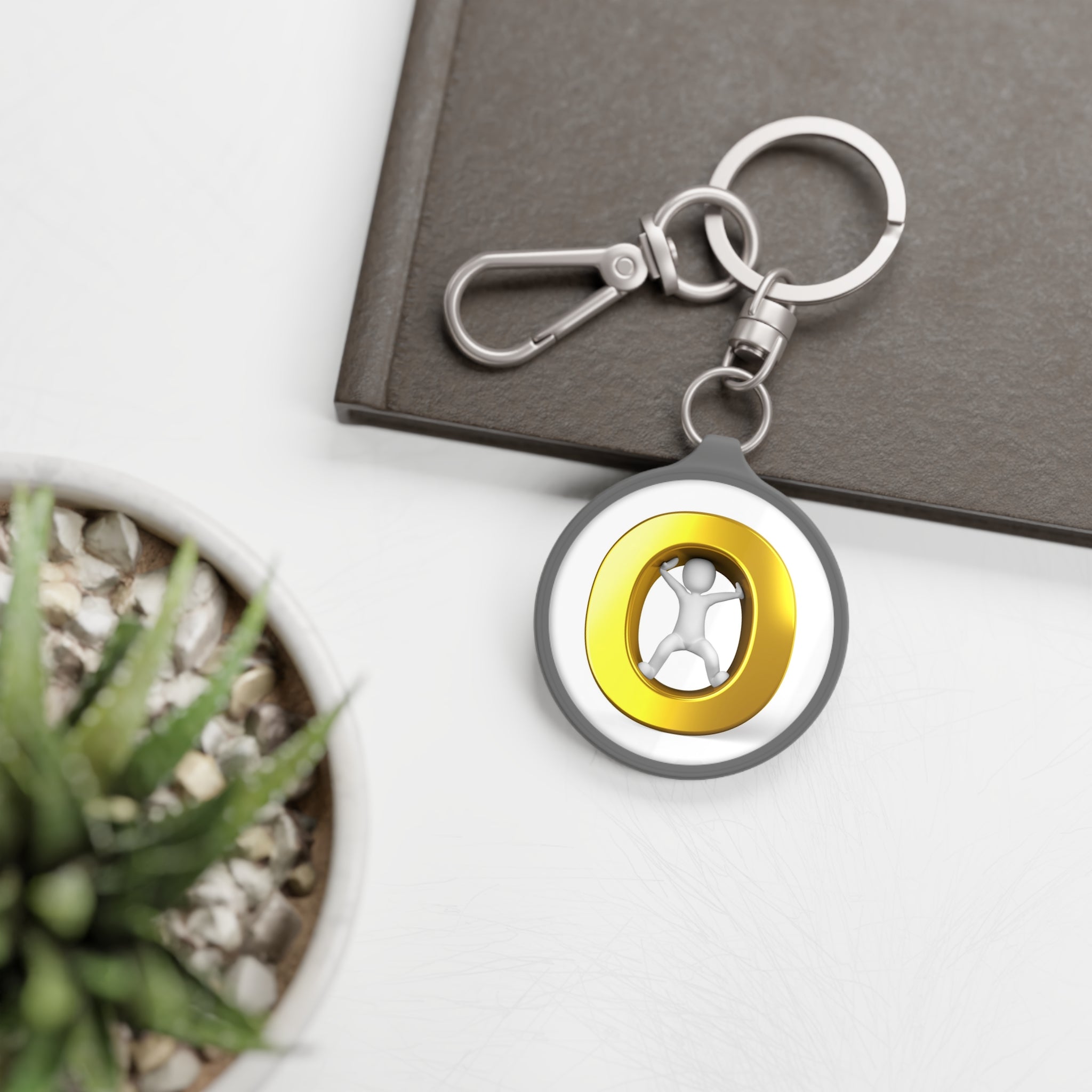 Porte-clés Lettre O Dorée | Porte-clés Rond en Métal, Accessoire Minimaliste