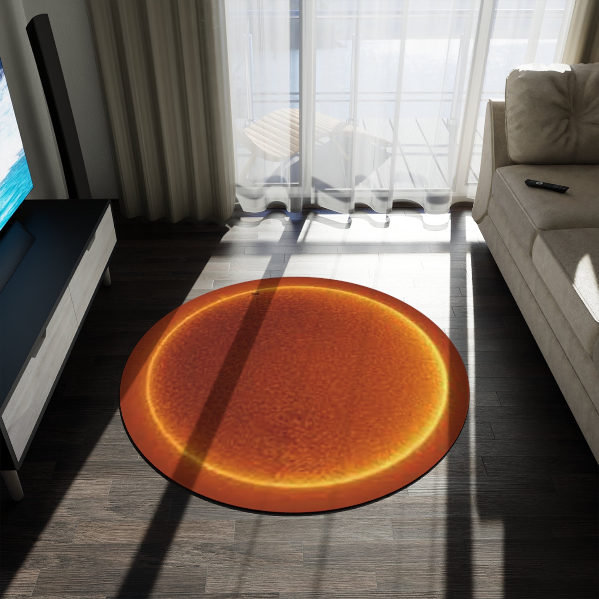 Solar Eclipse Sun Halo Round Rug | Celestial Room Decor