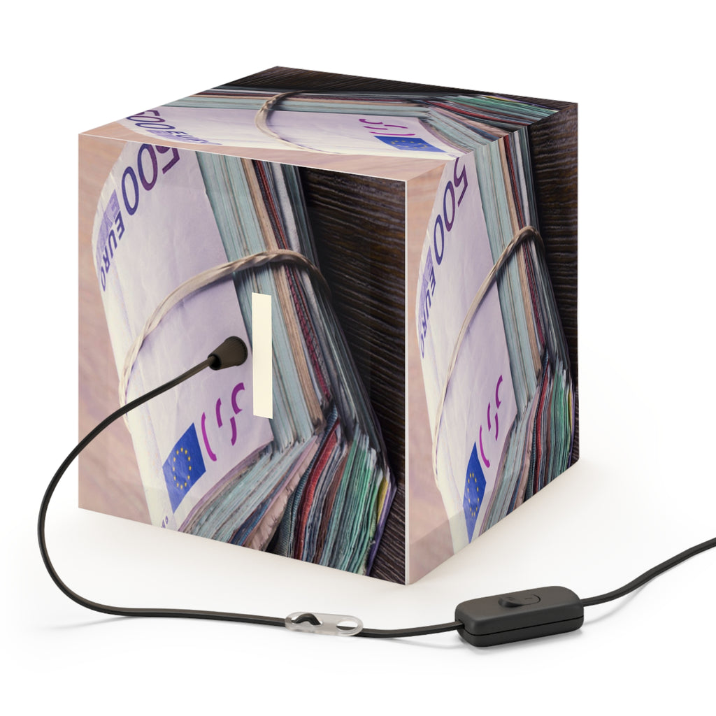 Stack of Euro Banknotes Light Cube Lamp | Money Photo Cube Lamp