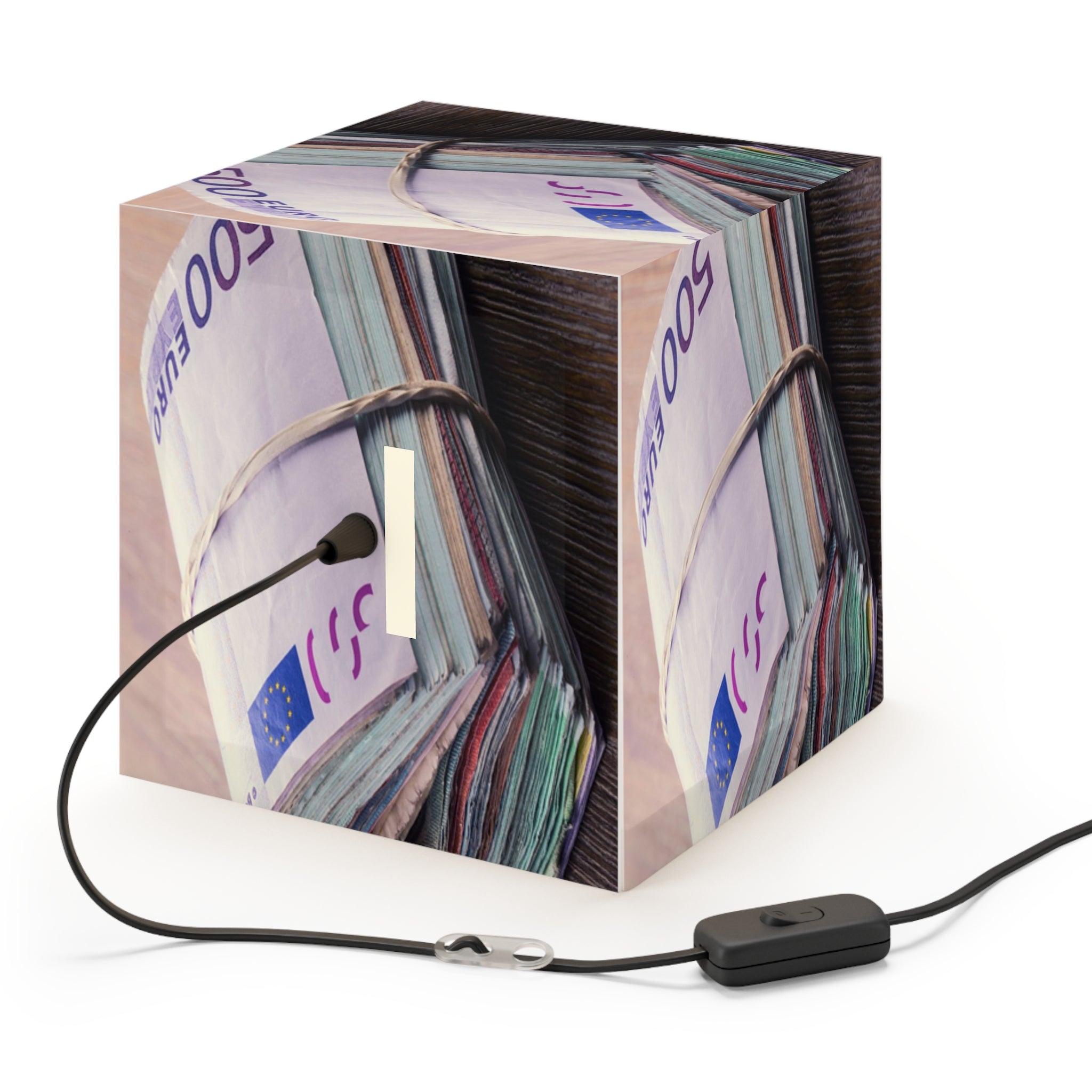 Stack of Euro Banknotes Light Cube Lamp | Money Photo Cube Lamp