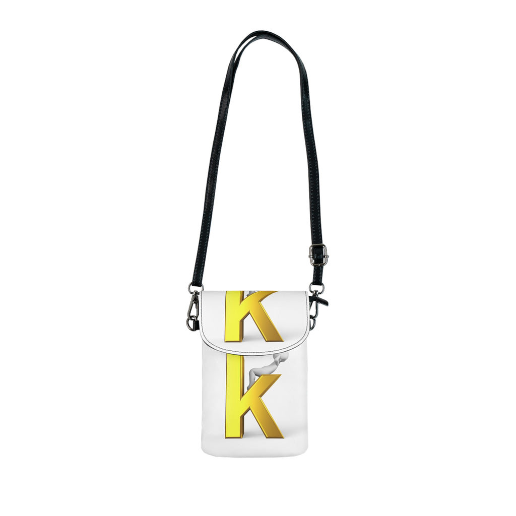 Yellow Letter K Initial Small Cell Phone Wallet | Crossbody Phone Pouch
