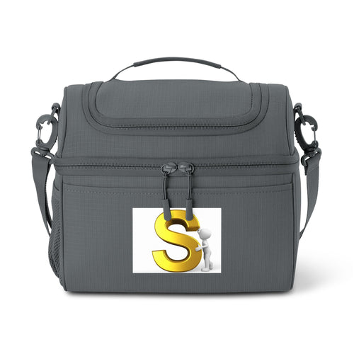 Sac isotherme monogramme lettre S doré 3D | Sac isotherme personnalisé avec initiale