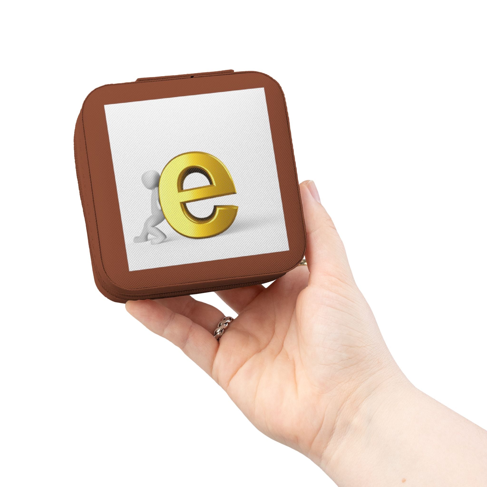 Monogram E Travel Jewelry Case | Compact Square Jewelry Travel Case, Ring and Earring Organizer