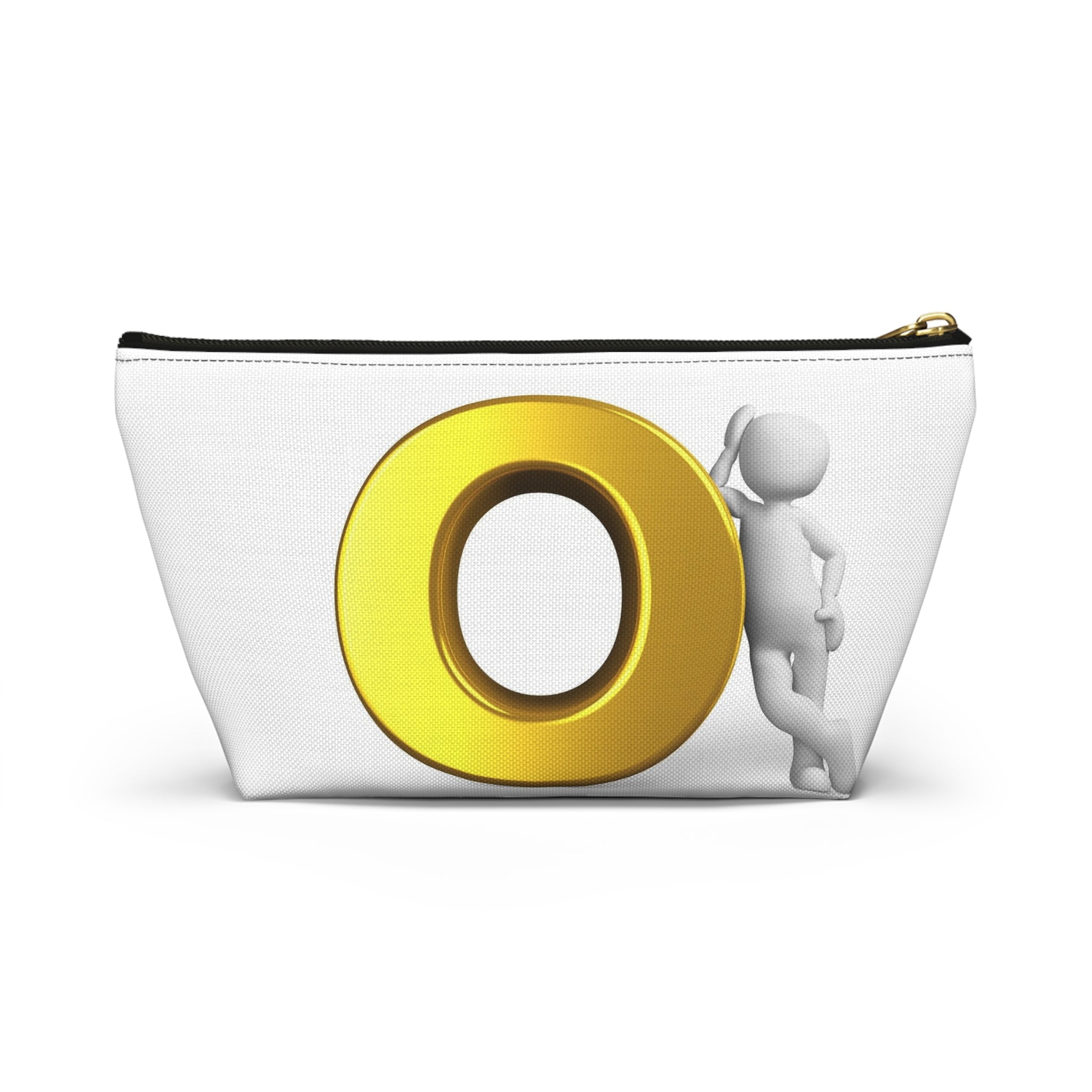 Gold Letter O Accessory Pouch | T-Bottom Cosmetic Bag