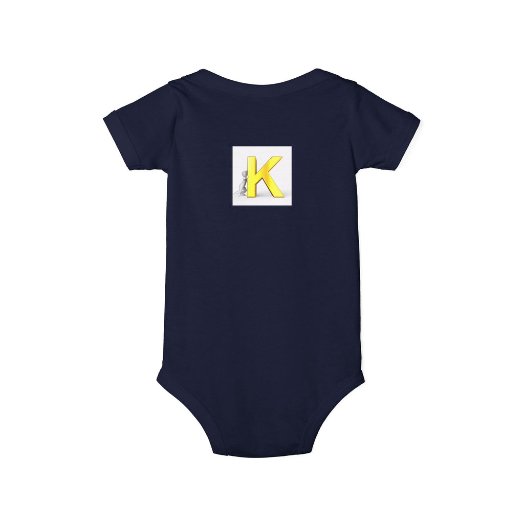 Yellow Letter K Monogram Baby Bodysuit | Infant Onesie Initial