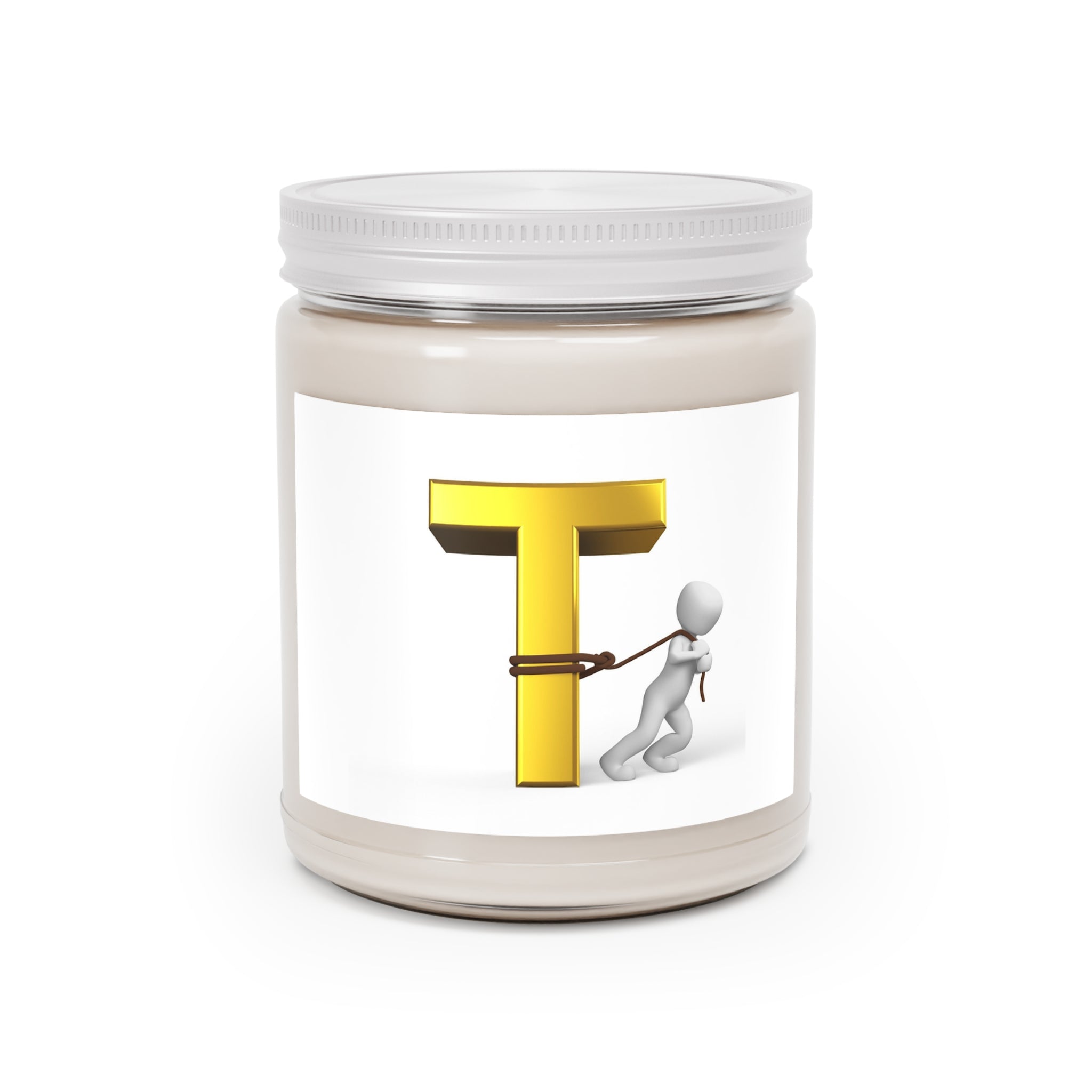 Gold Letter T with Figure Candle 9oz Soy Candle