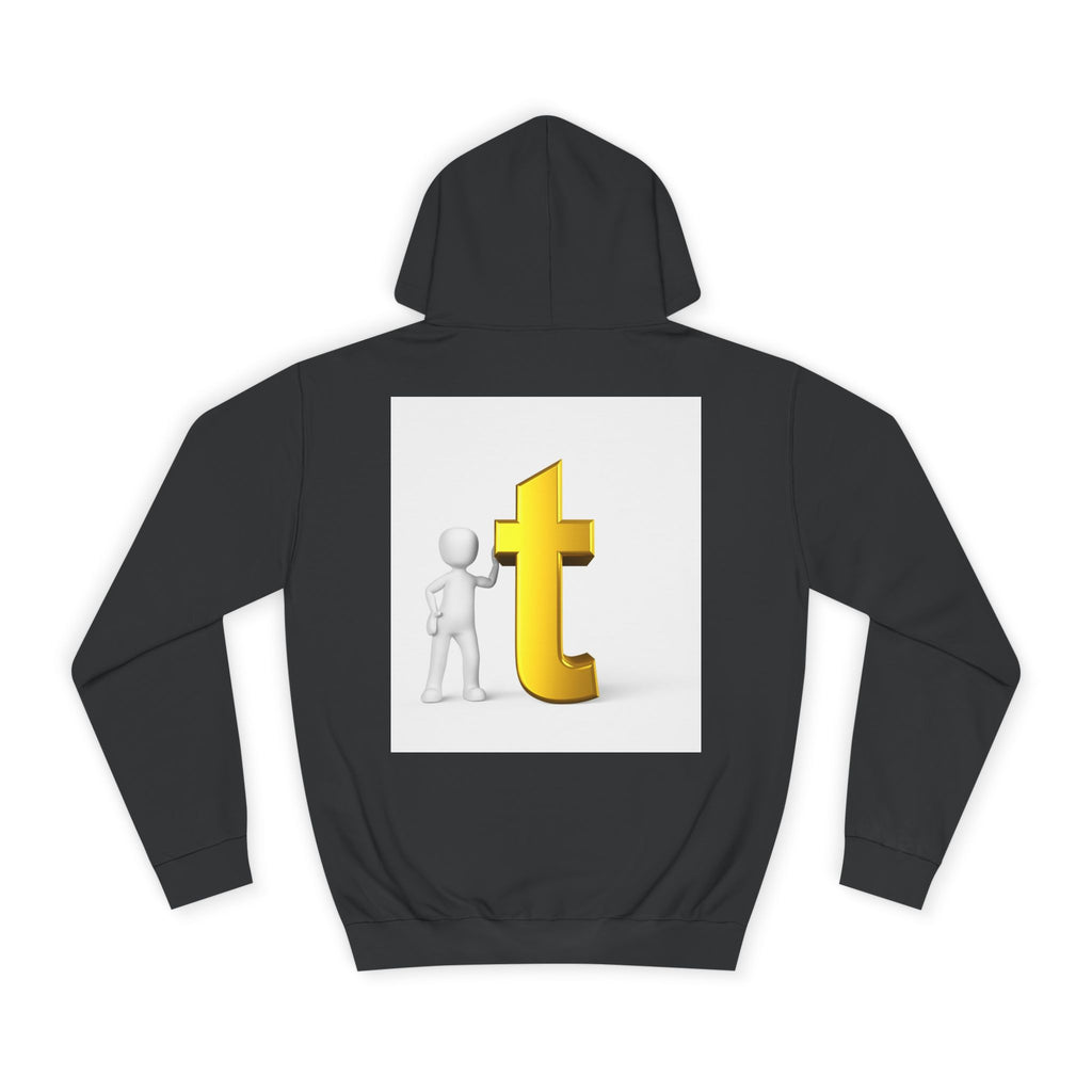 3D Gold Letter T Hoodie | Minimal Letterman Initial Sweatshirt