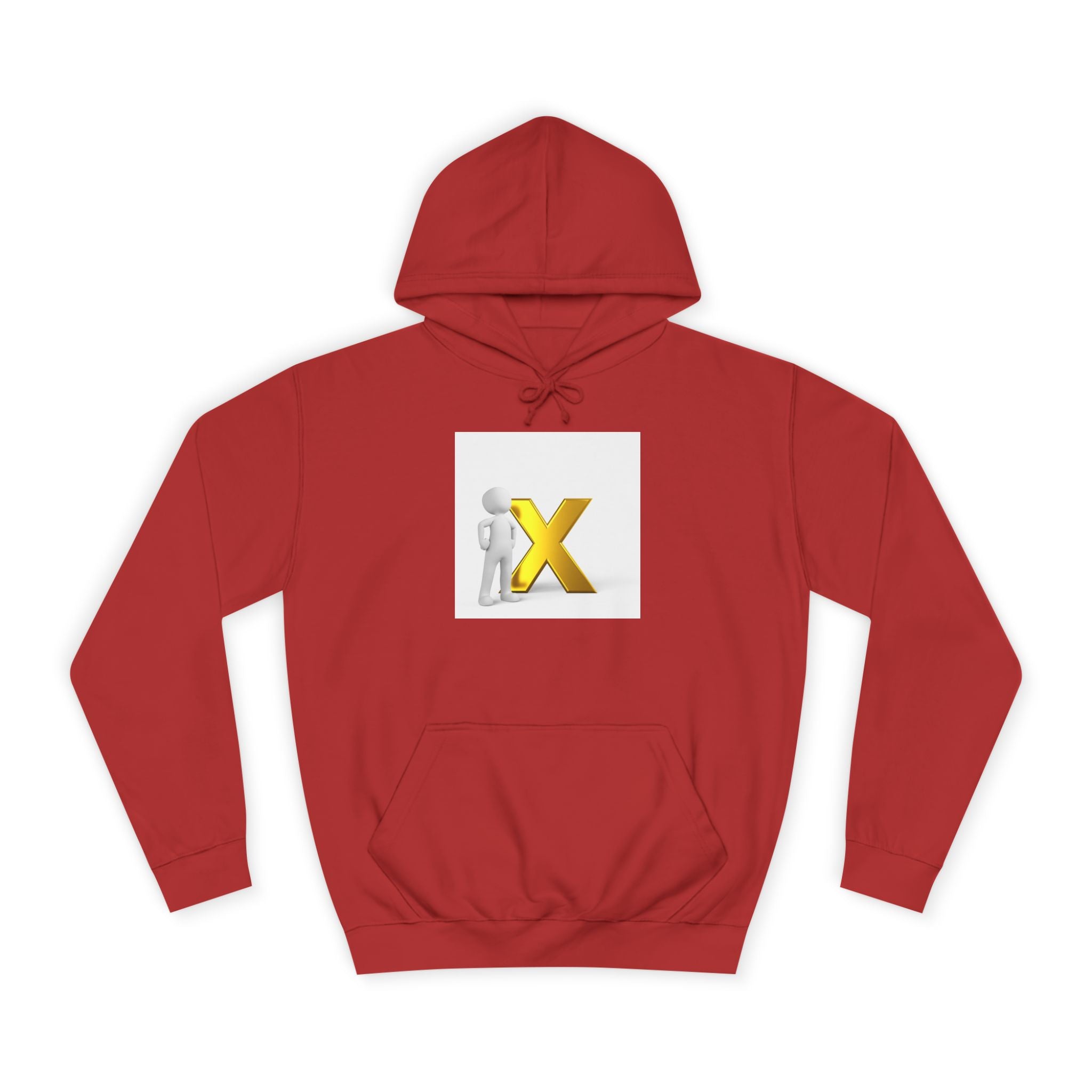3D Figure Leaning on Gold X Hoodie | Letter X Initial Pullover