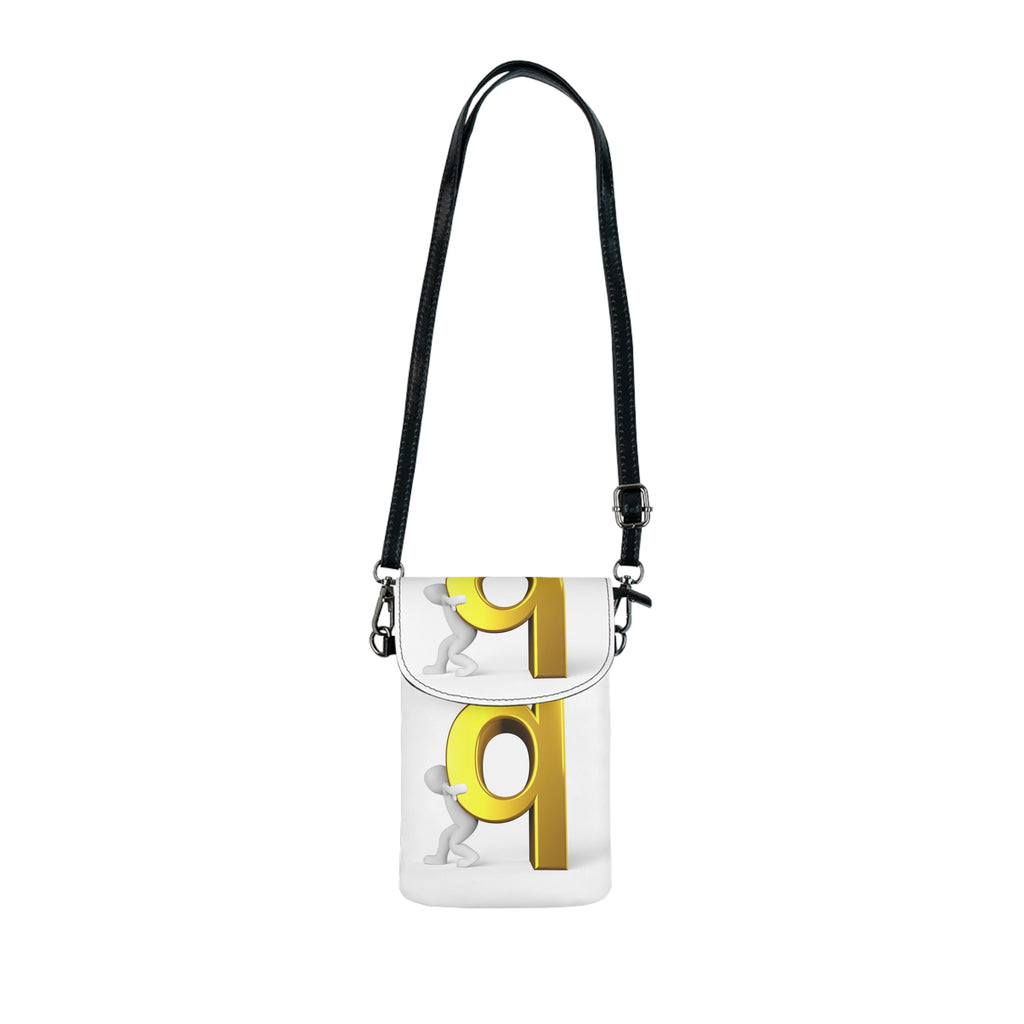 Gold 3D Letter Q Small Cell Phone Wallet | Crossbody Phone Pouch