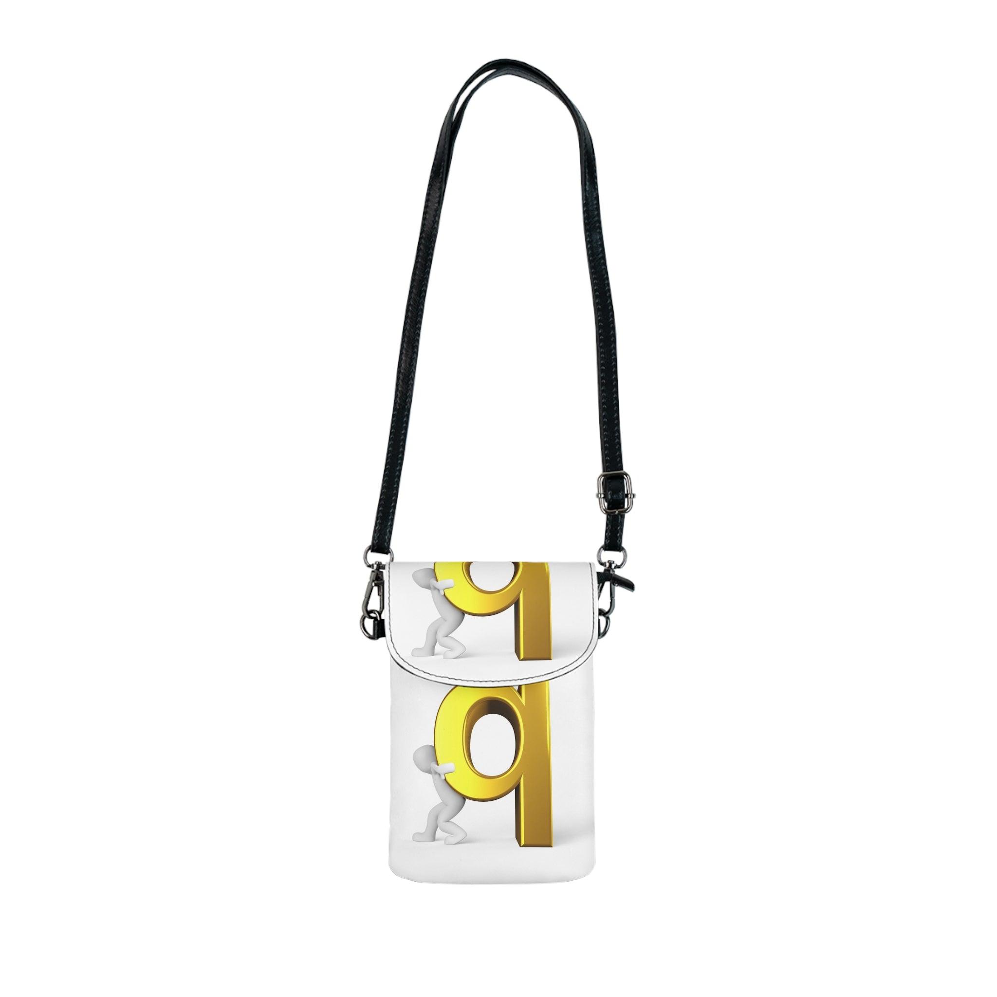 Gold 3D Letter Q Small Cell Phone Wallet | Crossbody Phone Pouch