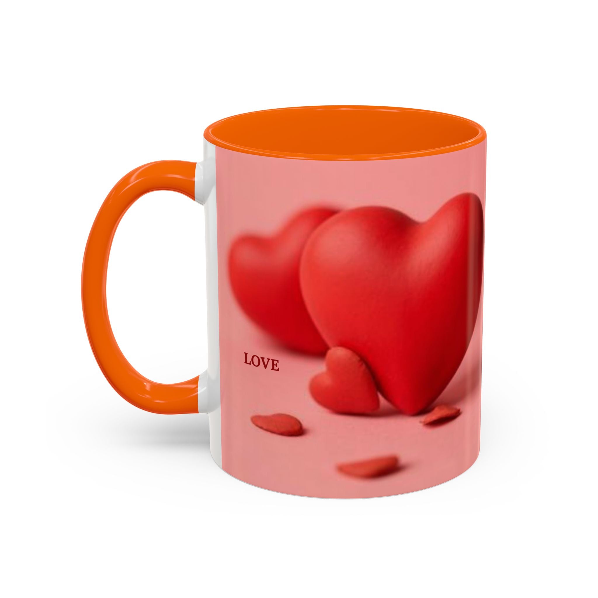 Red Heart Love Design Accent Coffee Mug | Valentine Heart Ceramic Mug