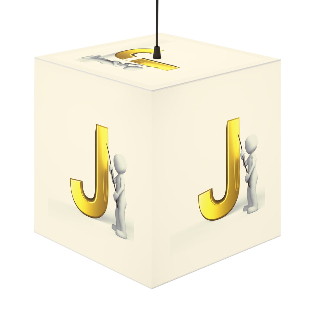 Gold Letter J Monogram Light Cube Lamp | Personalized Initial Decor