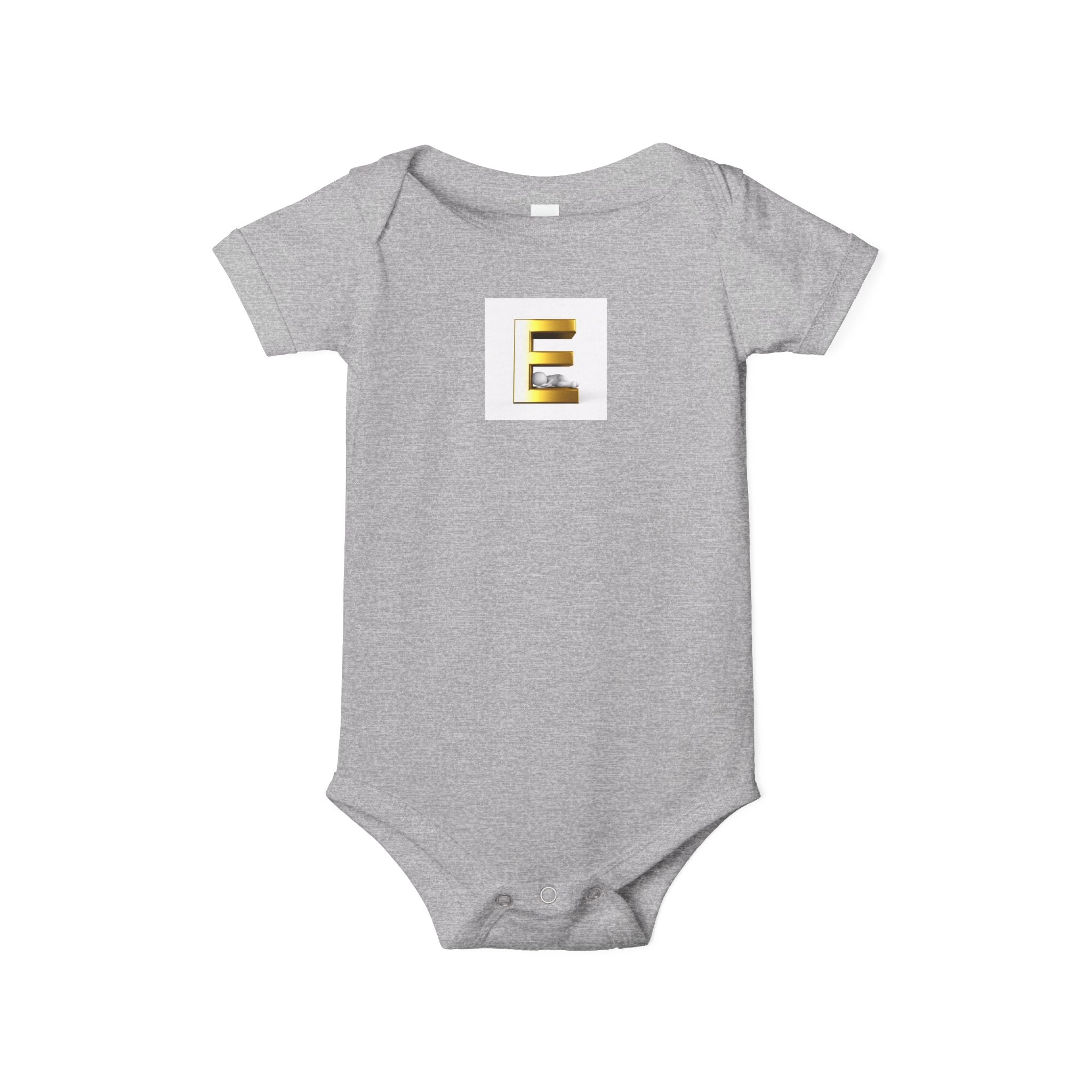 Gold Letter E Infant Onesie | Monogram Initial Baby Bodysuit
