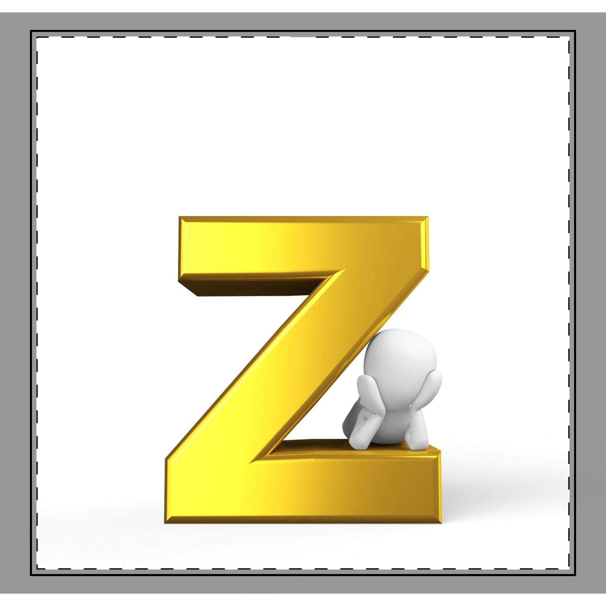 Gold Letter Z with Sitting Character coverlet