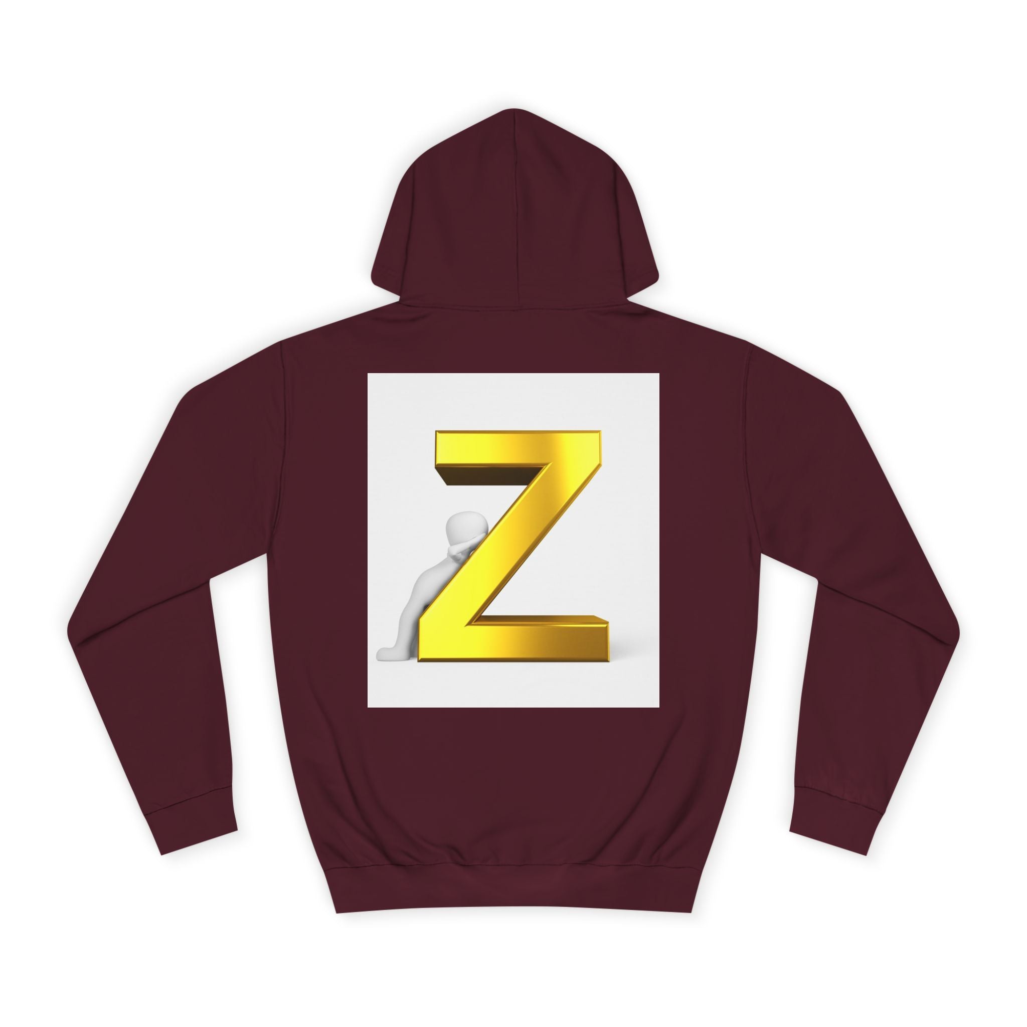 Gold 3D Letter Z Hoodie | Monogram Initial Sweatshirt