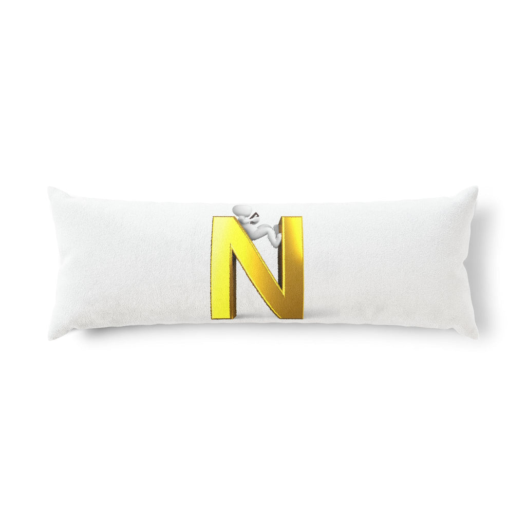 Gold Letter N monogram Body Pillow | Initial pillow, alphabet decorative