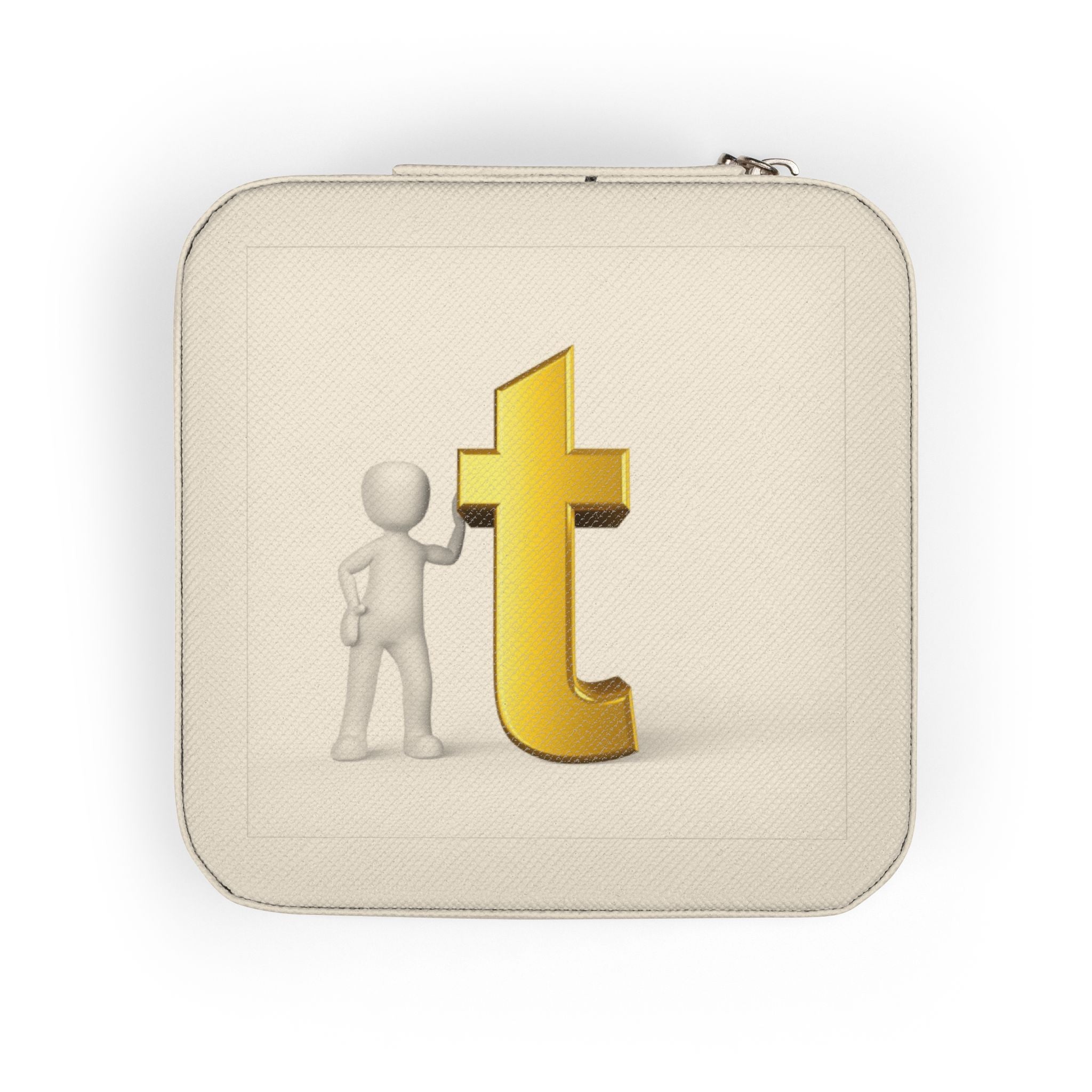 Minimalist Gold Letter T Jewelry Travel Case | Compact Portable Organizer