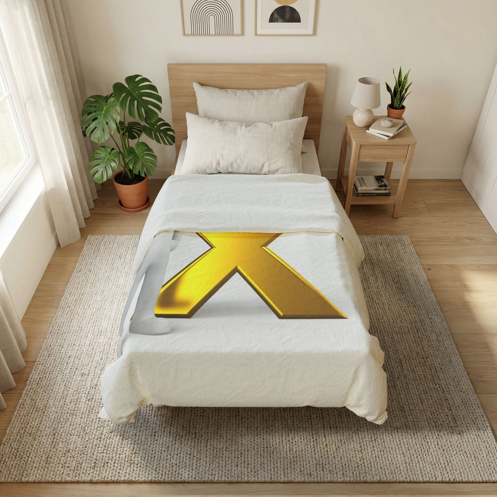 Gold Letter X Cotton Duvet Cover | Monogram Initial Bedding