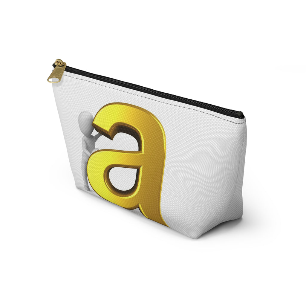 Gold Letter A Monogram Accessory Pouch | T-Bottom Makeup Bag