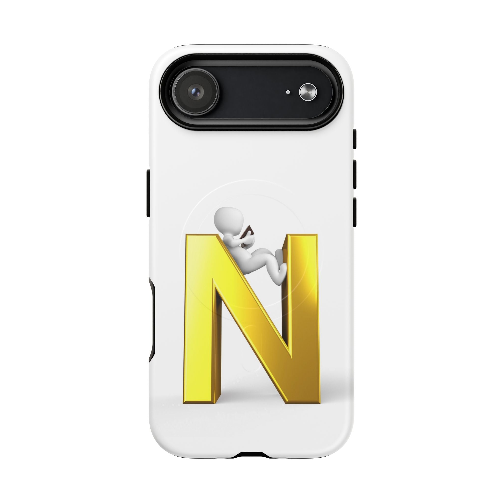 Coque de téléphone en or, lettre N, figure 3D | Coque magnétique robuste