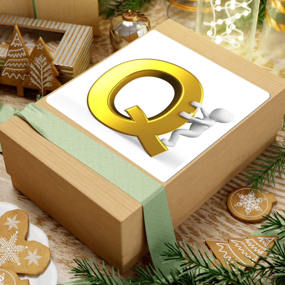 Gold Letter Q with Climber Sticker