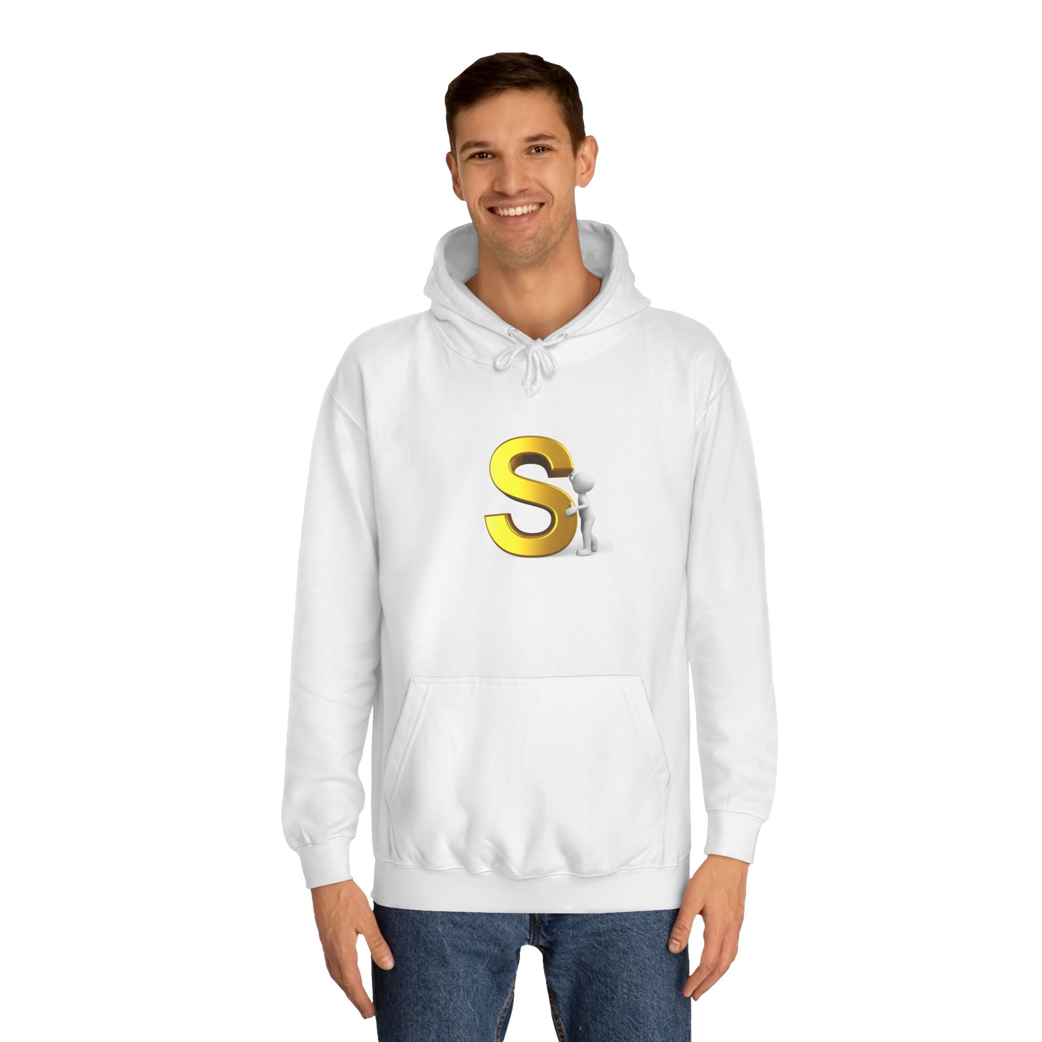 Gold Letter S with Character Hoodie | Initial Monogram Sweatshirt