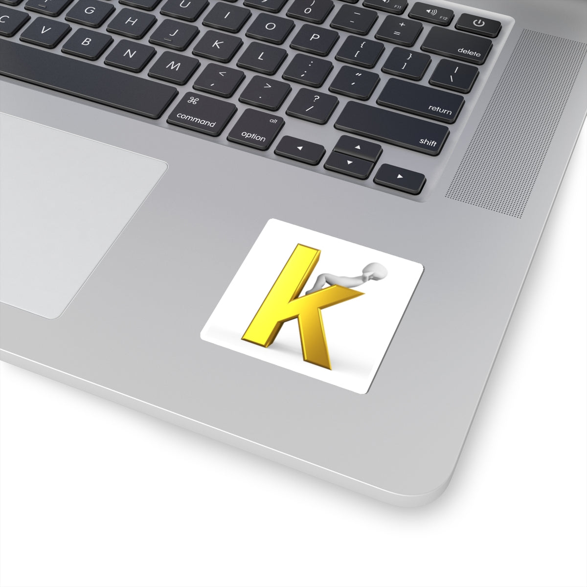 Gold Letter K with 3D Figure Sticker | Kiss-Cut Sticker