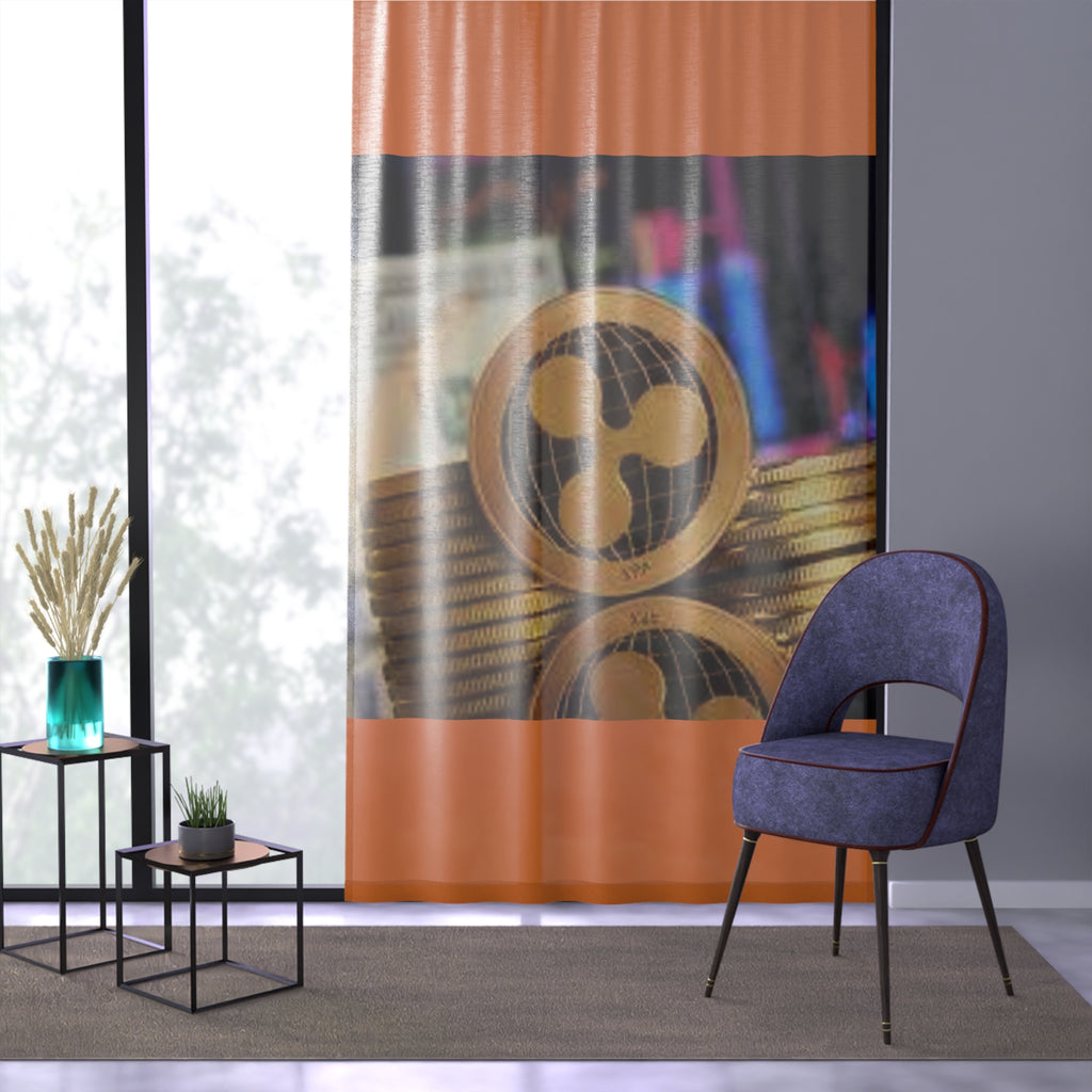 Ripple Crypto Coin Window Curtain | Cryptocurrency Stacked Coins Print