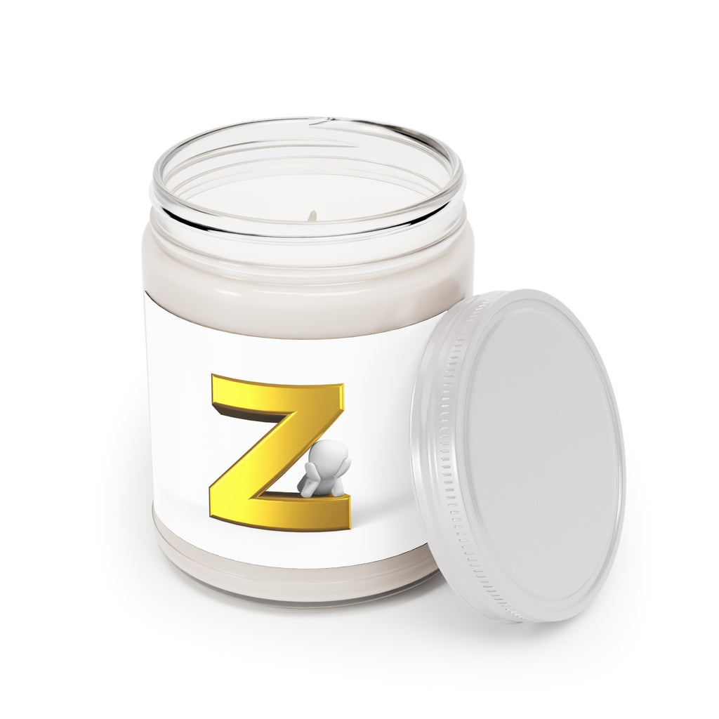Gold Letter Z Initial Candle 9oz Soy Candle | White Lid