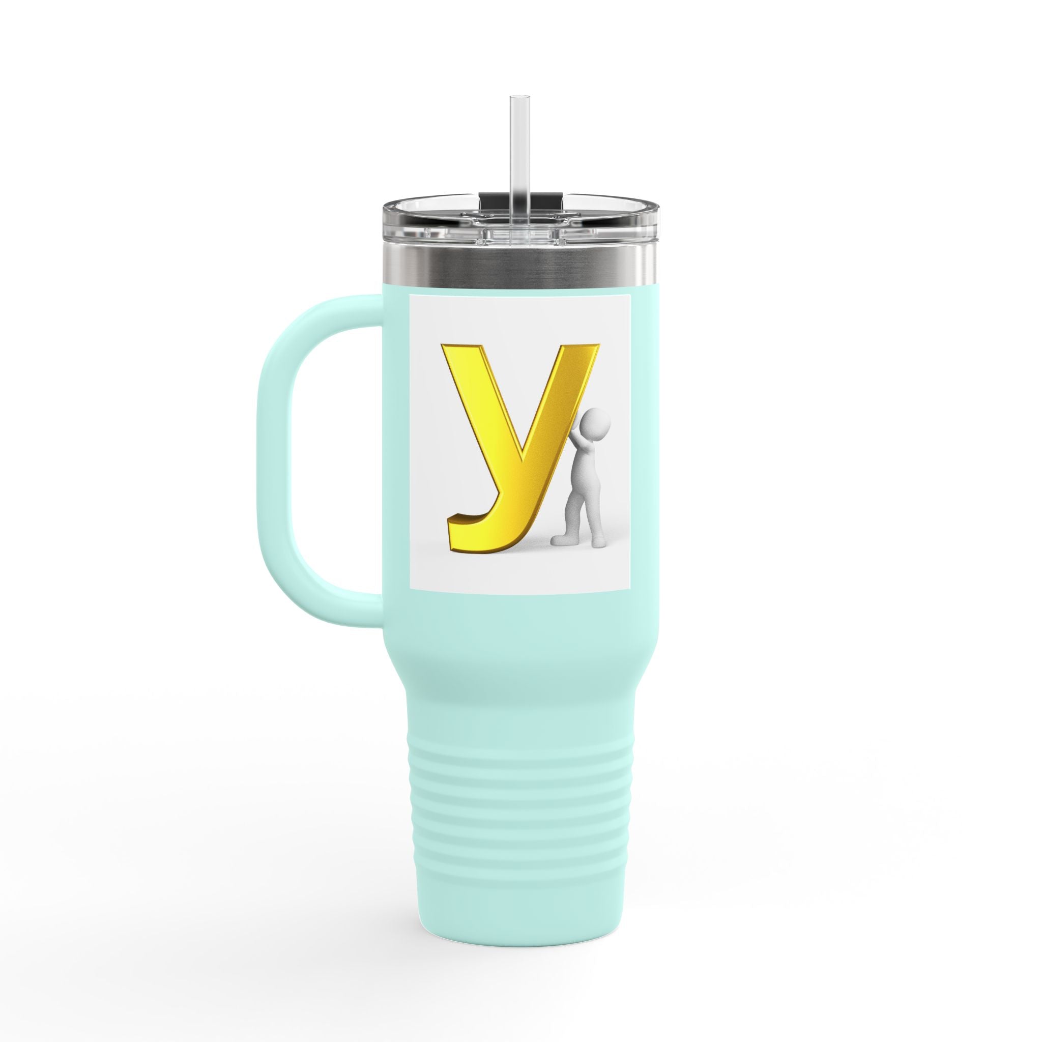 Yellow Letter Y Monogram Travel Mug | 40oz Insulated Tumbler