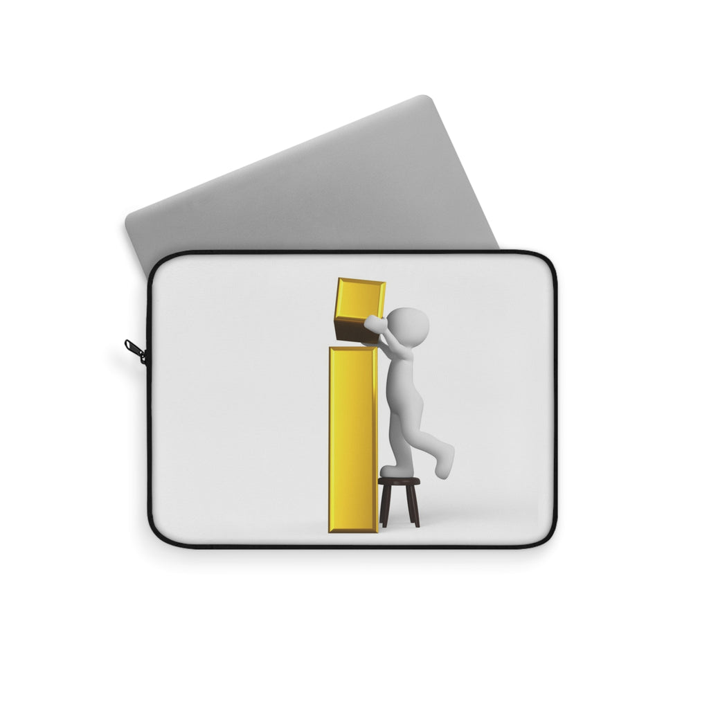 3D Stick Figure Building  Letter i Laptop Sleeve | Minimalist White Tech Case