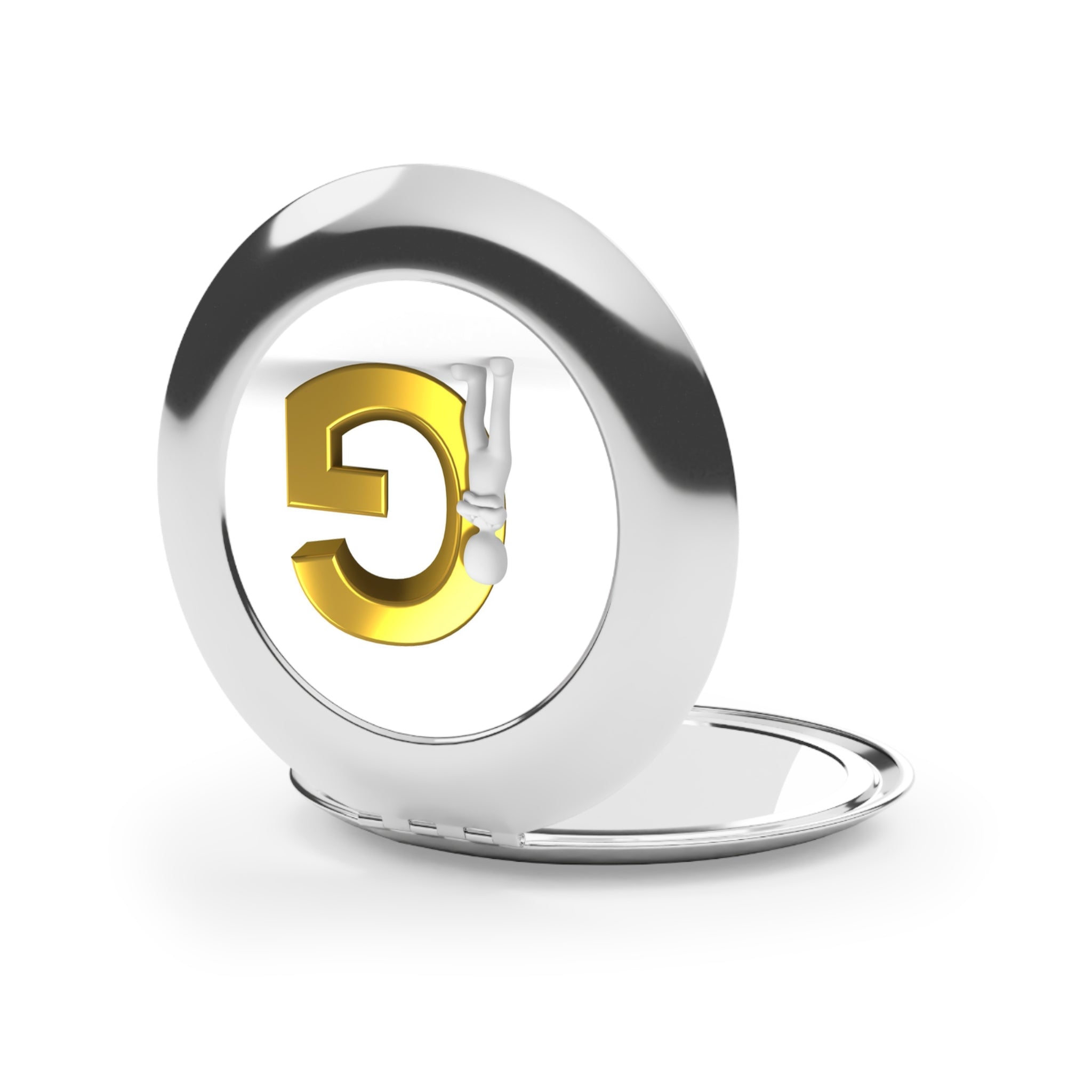 Gold Letter G Monogram Compact Travel Mirror | Round Pocket Mirror