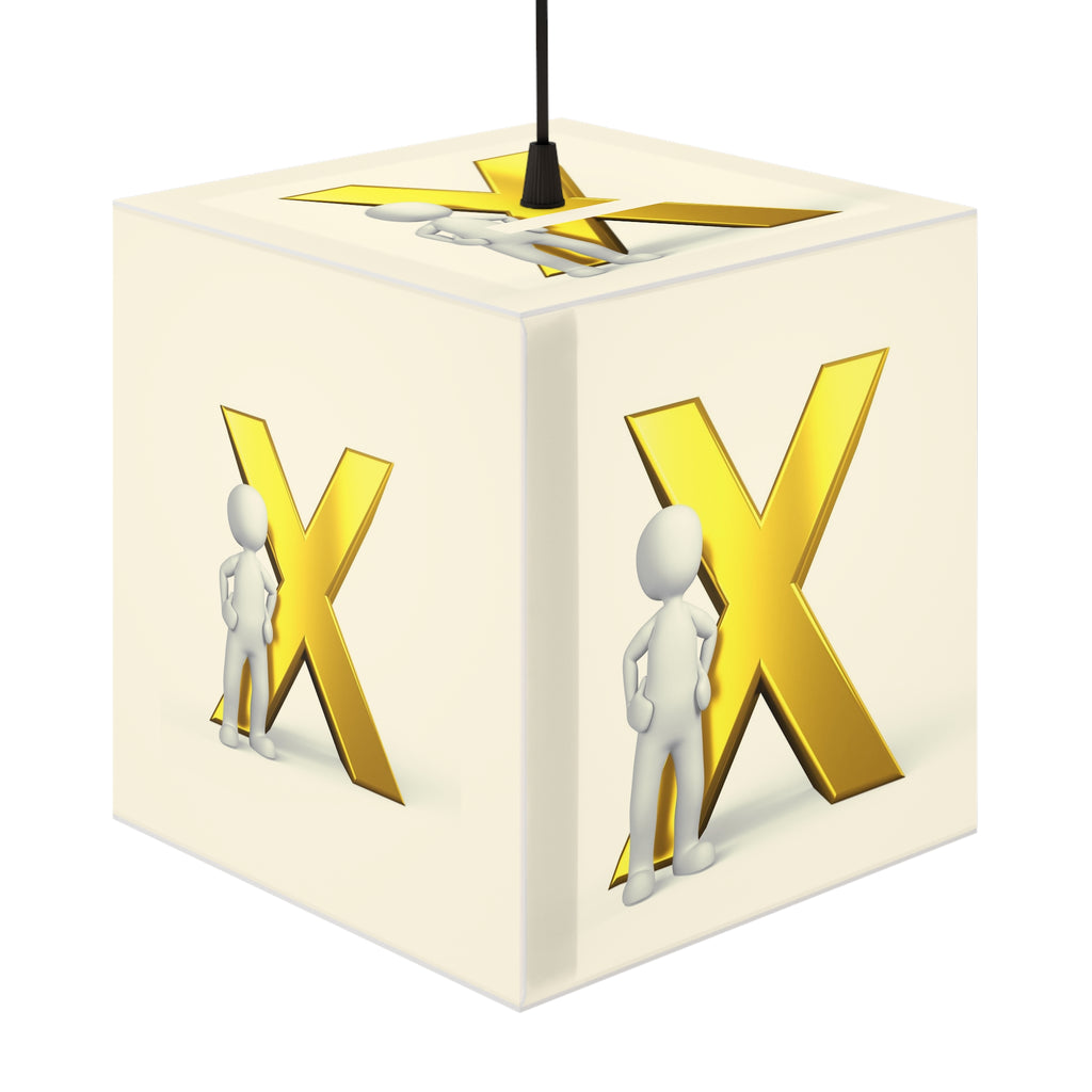 Gold X Letter Design Light Cube Lamp | Alphabet Initial Decor