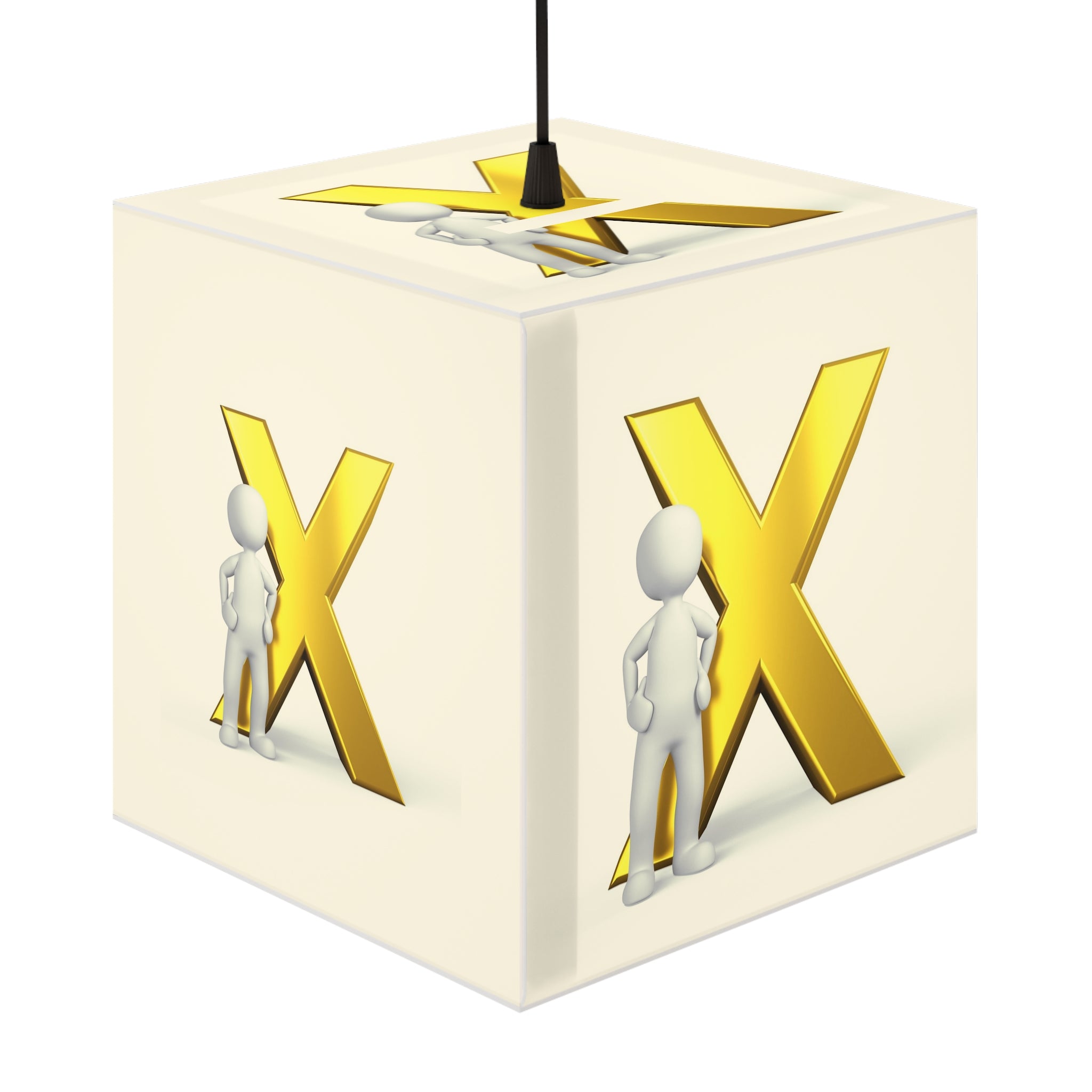 Gold X Letter Design Light Cube Lamp | Alphabet Initial Decor