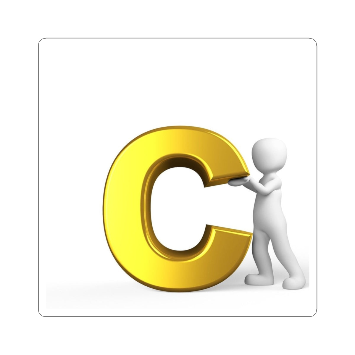 Autocollant lettre C 3D dorée avec motif