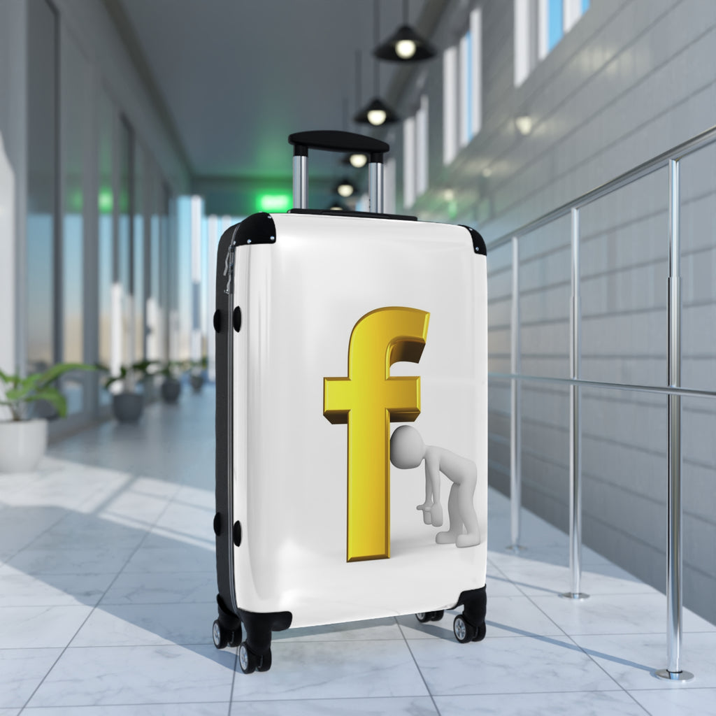 Golden F Letter Humor suitcase | Luggage with 3D letter graphic