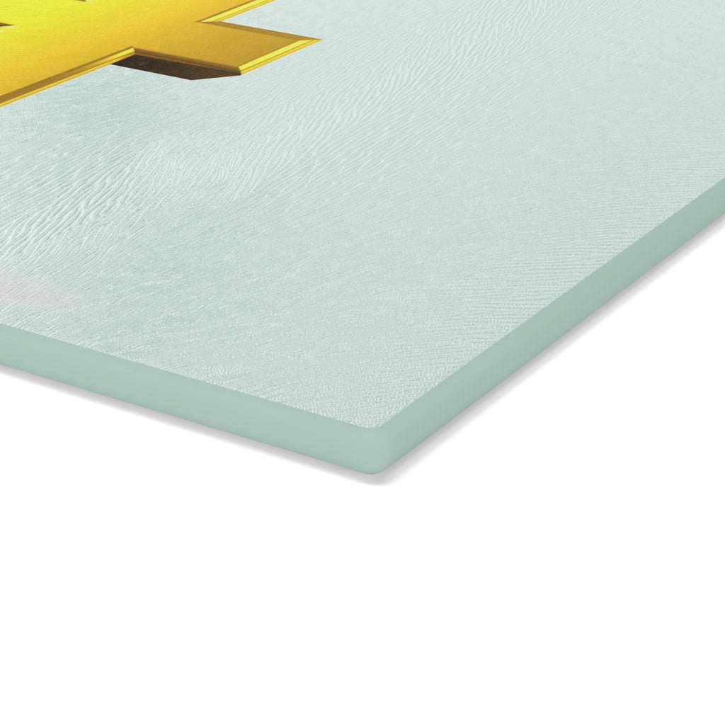 Gold Letter T Figurine Glass Cutting Board | Decorative Kitchen Board