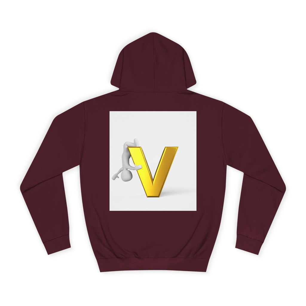 3D Gold Letter V Hoodie | Letter V Initial Sweatshirt