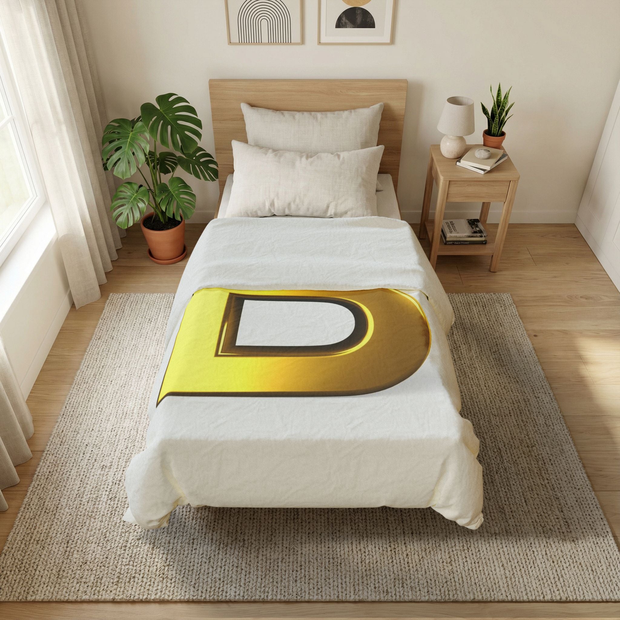 Gold Letter B duvet cover | Monogram initial bedding