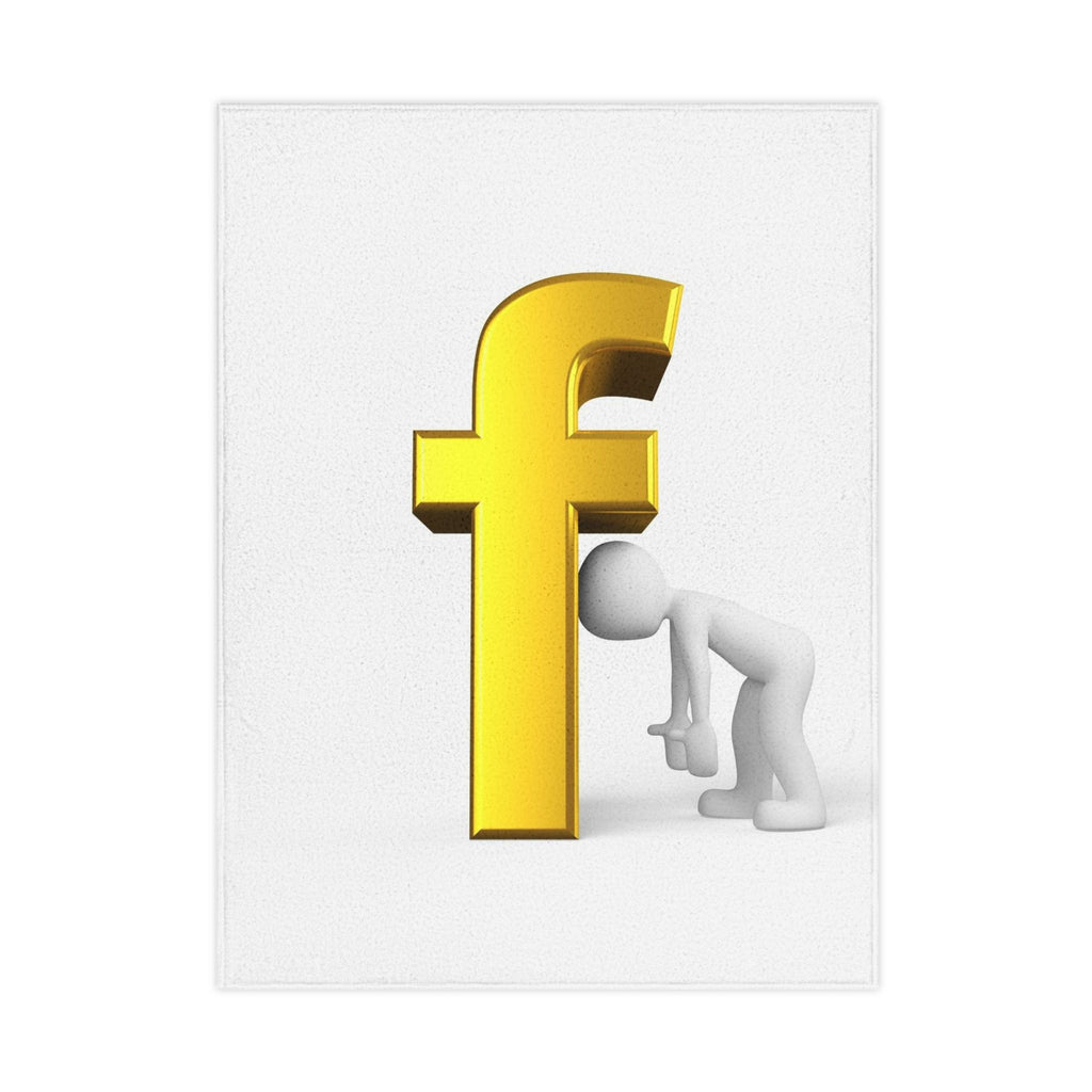 Gold Letter F with Playful Figure Toddler Blanket | Alphabet Nursery Decor