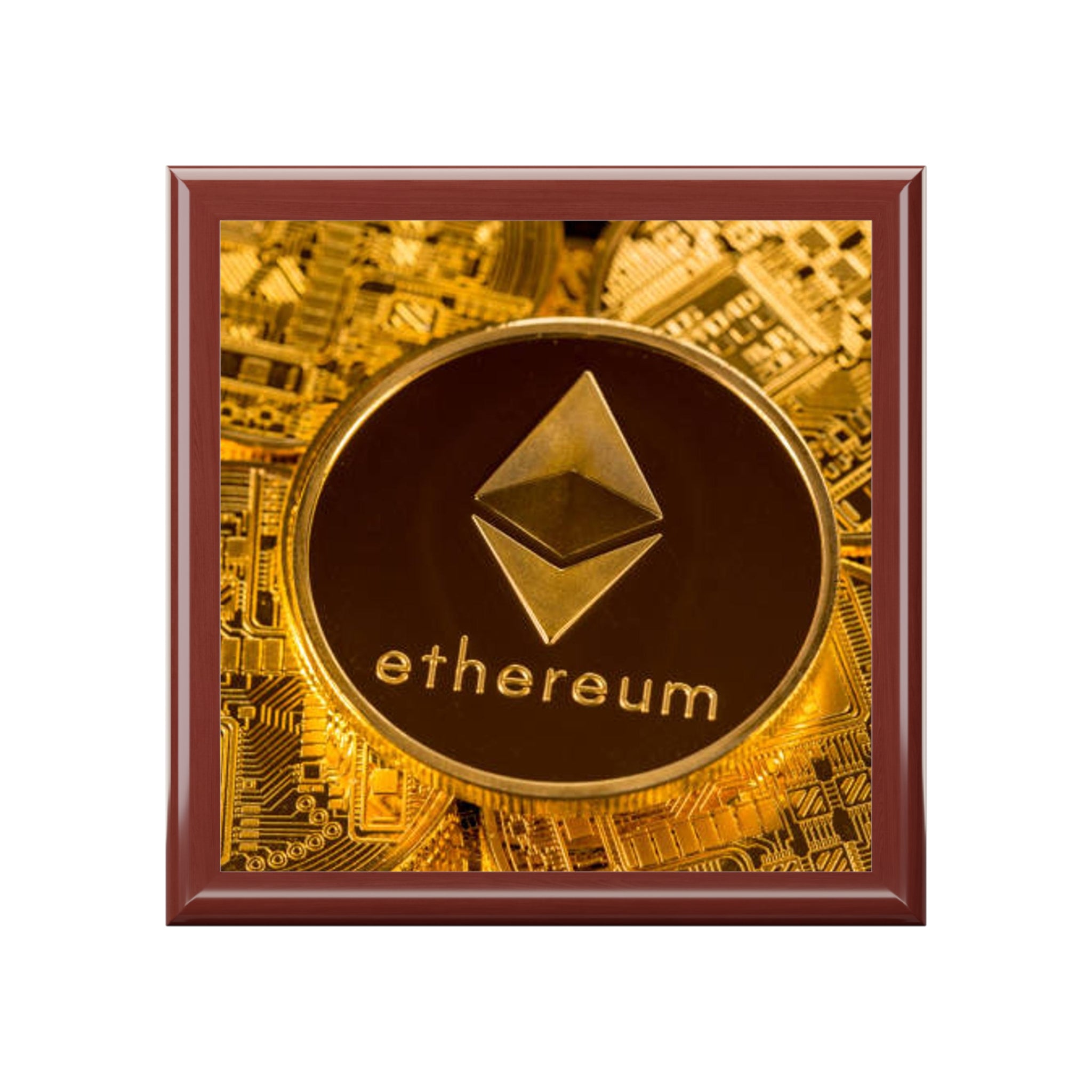 Boîte à bijoux pièce Ethereum | Boîte à bibelots sur le thème de la crypto, design Blockchain