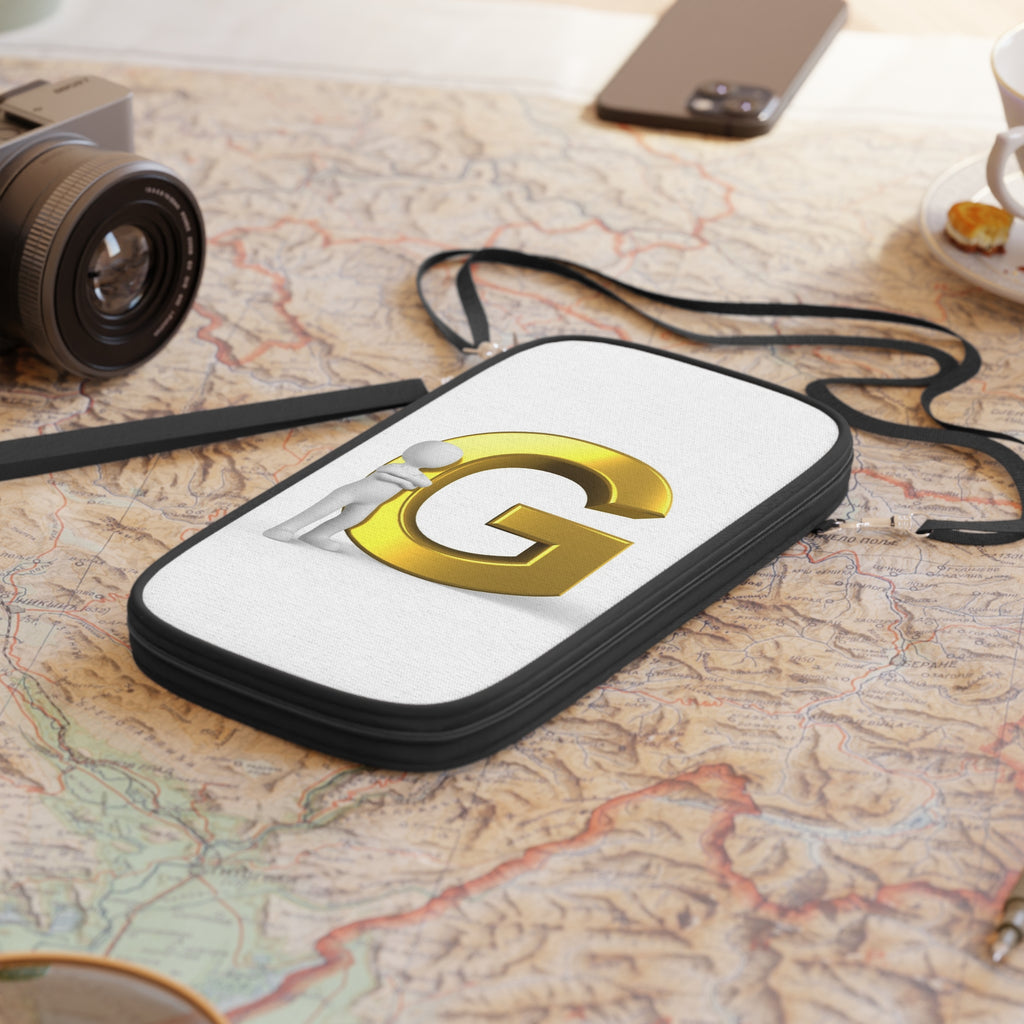 3D Gold Letter G with Figure Passport Wallet | Monogram Travel Pouch