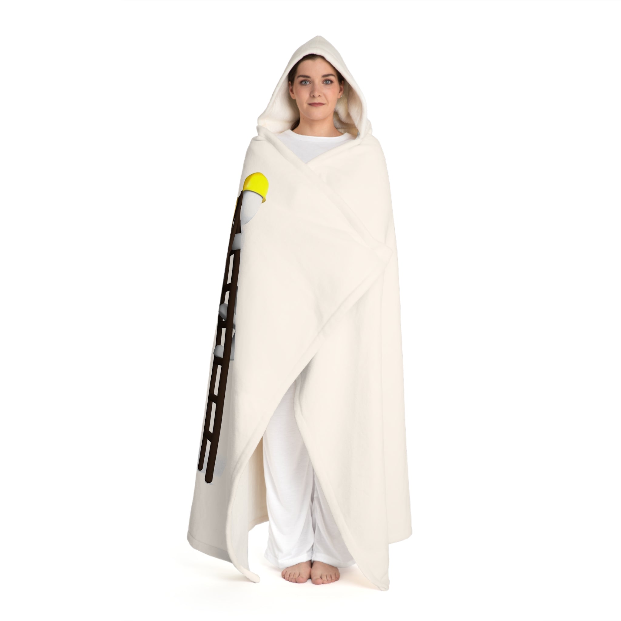 Hooded Sherpa Fleece Blanket | Figure Building Gold Letter G