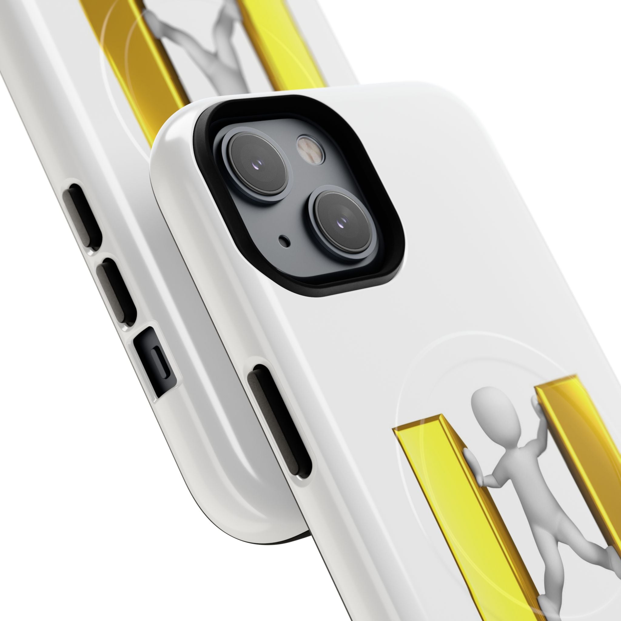 3D Gold U Letter with Stick Figure phone case | Tough Magnetic Case