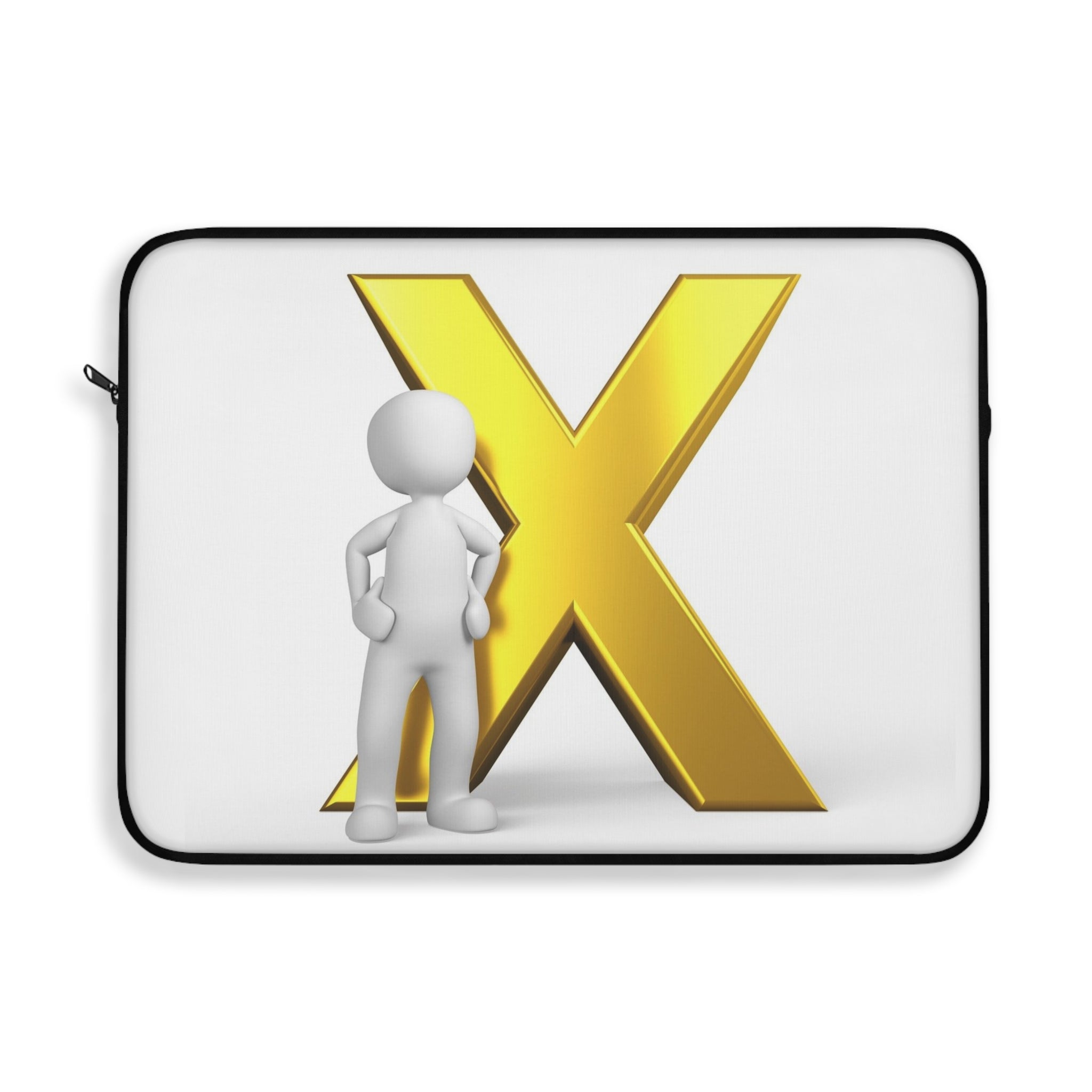 Gold Letter X with Figure Laptop Sleeve | Monogram Initial X