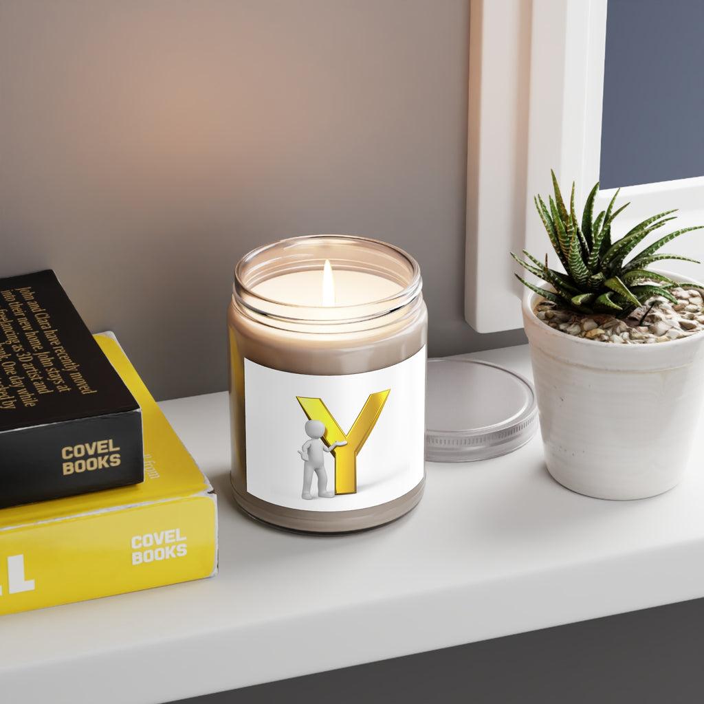 Gold Letter Y Initial Candle Soy Jar | 9oz White Lid