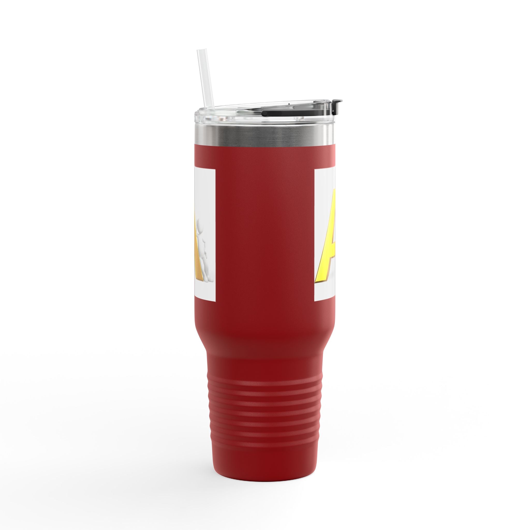 Mug de voyage initial en forme de lettre A en 3D jaune | Gobelet isotherme de 40 oz